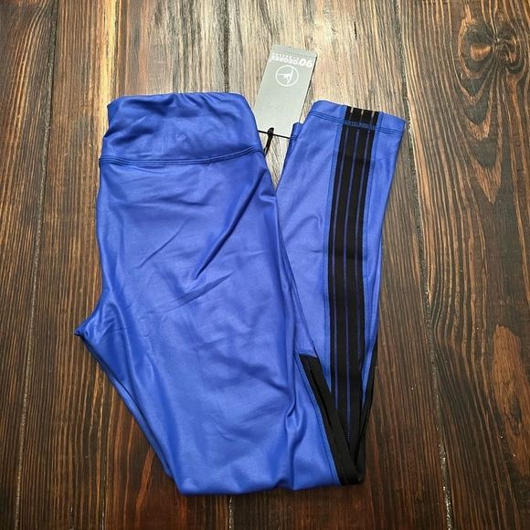 NWT 90 Degree by Reflex Royal Blue & Black Mesh Side Stripe Legging, Size L - Picture 2 of 8